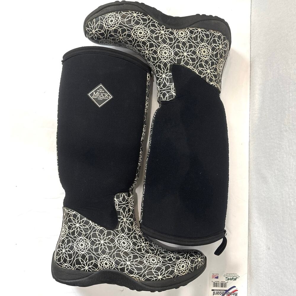 The Original Muck Boot Company Arctic Weekend Tall Boots Women's 8 Black White - Picture 6 of 9